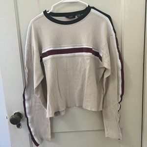 Long Sleeve Cropped Sweater with Stripe